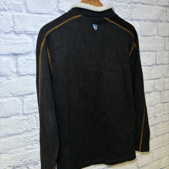 Kuhl Sweater Mens L Brown Alfpaca 1/4 Zip Pullover Sherpa Collar Hike Outdoor - Picture 11 of 14